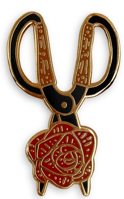Barebones Enamel Pin Rose Scissors One-Size