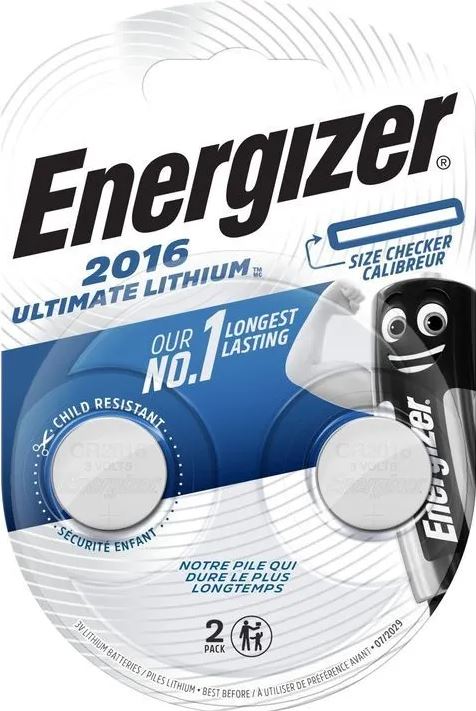 Energizer ULTIMATE LITHIUM 3V CR2016 BL2 batterij One-Size